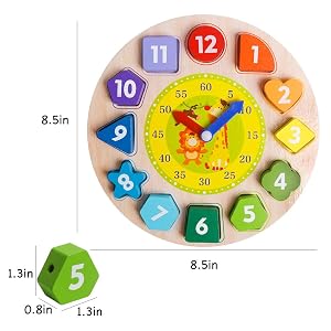 Wooden Shape Sorting Clock – Educational Learning Toy for Kids