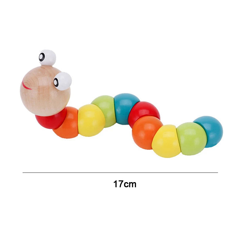 3-in-1 Wooden Educational Toy Bundle for Toddlers | Baby Essentials Sensory Set with Wooden Caterpillar, Beads Maze & Rainbow Stacking Tower | Montessori Fine Motor Skills Toys