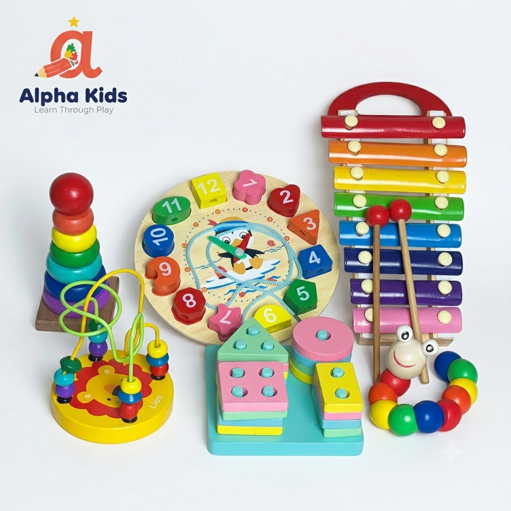 7-in-1 Wooden Educational Toy Bundle for Kids 🎁 | Full Creative Kit: Alphabet, Numbers, Xylophone & Sensory Toys | Montessori Set