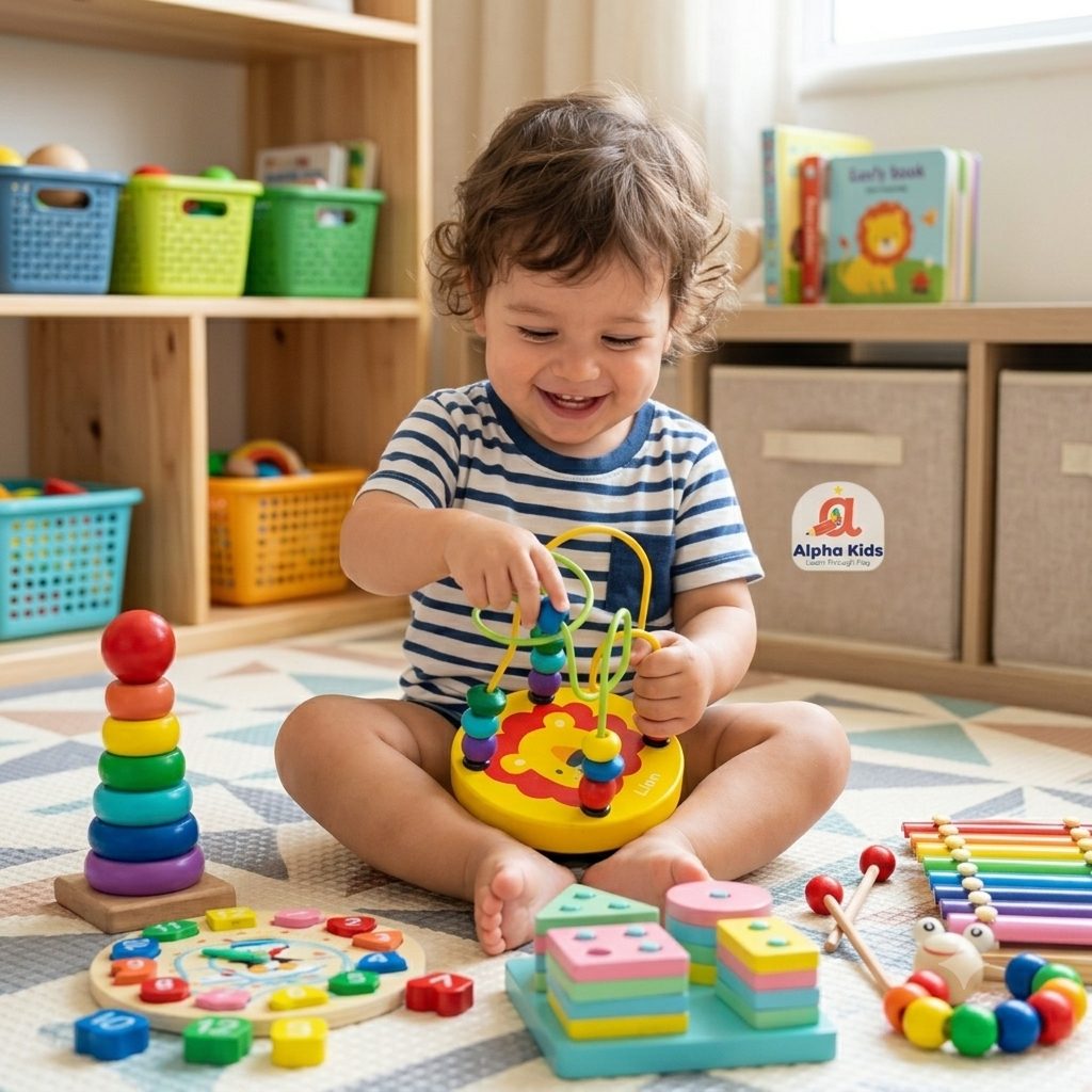 7-in-1 Wooden Educational Toy Set for Toddlers – Complete Montessori Learning & Activity Kit