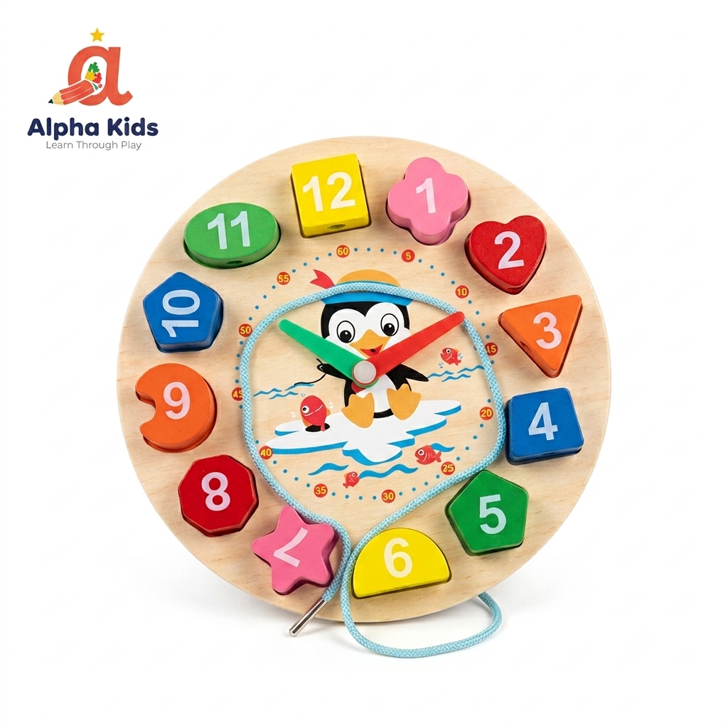 Wooden Shape Sorting Clock – Educational Learning Toy for Kids