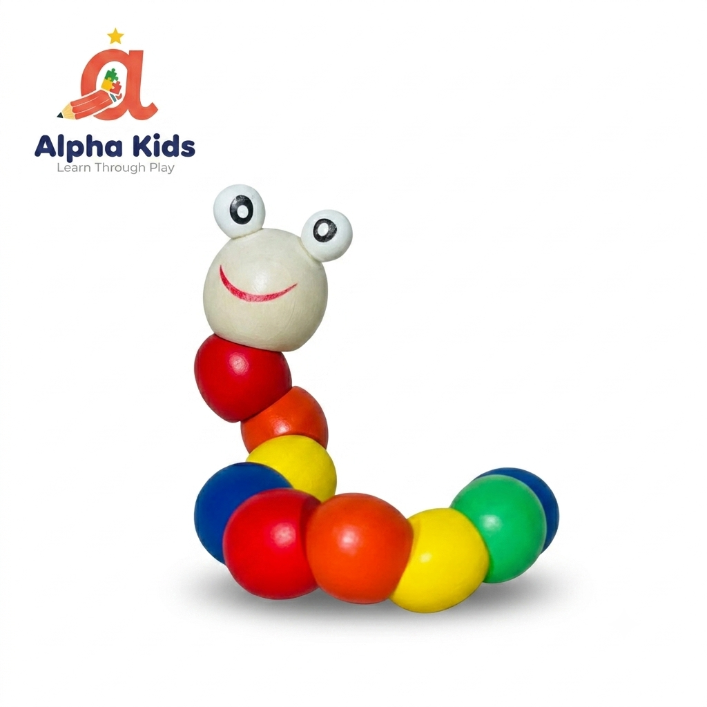 3-in-1 Wooden Educational Toy Bundle for Toddlers | Baby Essentials Sensory Set with Wooden Caterpillar, Beads Maze & Rainbow Stacking Tower | Montessori Fine Motor Skills Toys