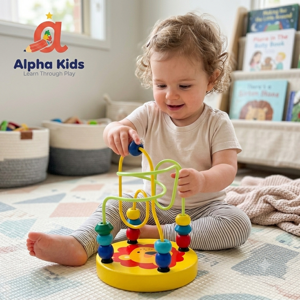 3-in-1 Wooden Educational Toy Bundle for Toddlers | Baby Essentials Sensory Set with Wooden Caterpillar, Beads Maze & Rainbow Stacking Tower | Montessori Fine Motor Skills Toys
