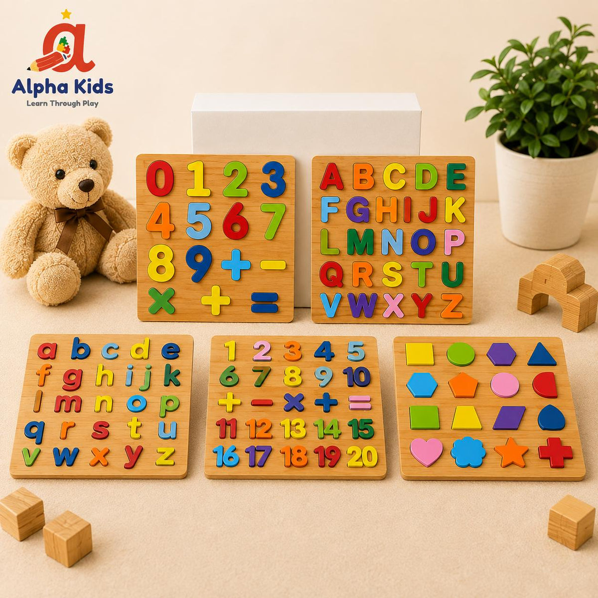 6-in-1 Educational Boards Deal | Uppercase Alphabet Board | Lowercase Alphabet Board | Numbers 1–20 Learning Board | Numbers & Mathematics Board | Shapes & Colors Board | Numbers, Mathematics & Shapes Learning Activities